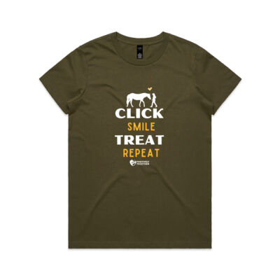 Click treat smile repeat! (horse) - Womens Maple Tee Thumbnail