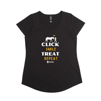 Click treat smile repeat! (horse) - Womens Stacy Tee Thumbnail