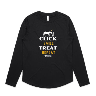 Click treat smile repeat! (horse) - Womens Curve Longsleeve Tee Thumbnail