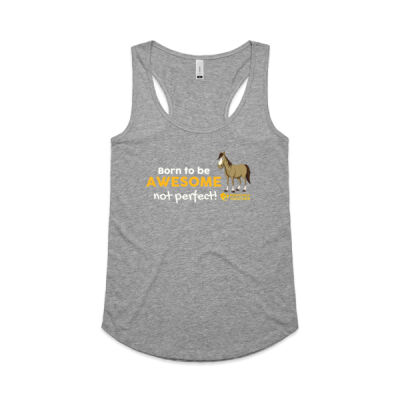 Born to be awesome HORSE  - Womens Yes Racerback Singlet Thumbnail