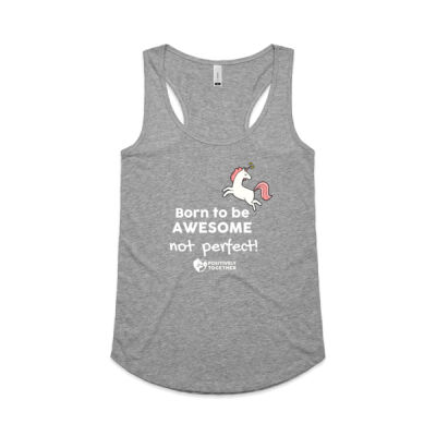 Born to be Awesome UNICORN  - Womens Yes Racerback Singlet Thumbnail
