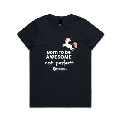 Born to be Awesome UNICORN  - Womens Maple Tee Thumbnail