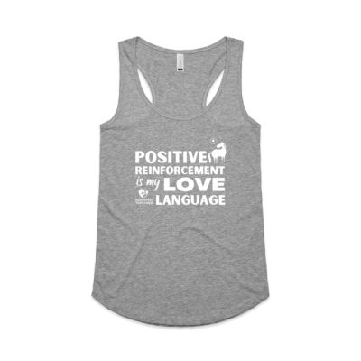 Positive reinforcement is my love language (HORSE)  - Womens Yes Racerback Singlet Thumbnail