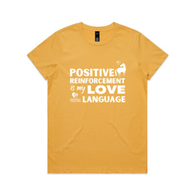 Positive reinforcement is my love language (HORSE)  - Womens Maple Tee Thumbnail