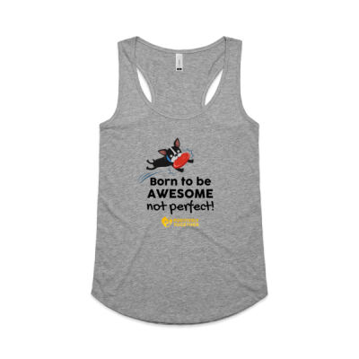Born to be awesome DOG  - Womens Yes Racerback Singlet Thumbnail